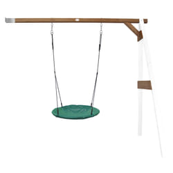 AXI Portique en Bois Mural Wall Mount Blanc/marron avec Balançoire - siège Nid Rond