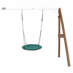 AXI Portique en Bois Mural Wall Mount Marron/blanc avec Balançoire - siège Nid Rond, 3 an(s), Bois, Marron, Blanc