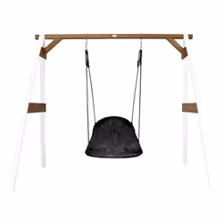 AXI Portique en Bois Blanc/marron avec Balançoire - siège Nid Ovale, 3 an(s), Bois, Marron, Blanc