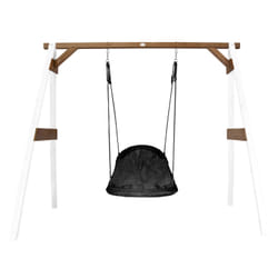 AXI Portique en Bois Blanc/marron avec Balançoire - siège Nid Ovale