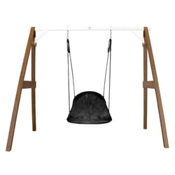 AXI Portique en Bois Marron/blanc avec Balançoire - siège Nid Ovale