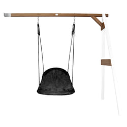AXI Portique en Bois Mural Wall Mount Blanc/marron avec Balançoire - siège Nid Ovale