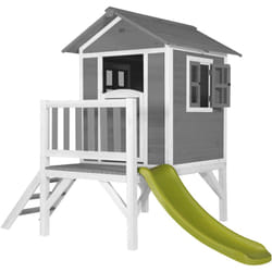Maison Enfant Beach Lodge xl en Gris avec Toboggan Vert Clair Maison de Jeux en Bois ffc pour Les Enfants Maisonnette / Cabane en Bois - AXI