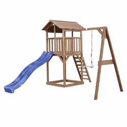 AXI Beach Tower with Single Swing Brown - Blue Slide