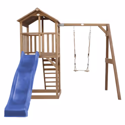 AXI Beach Tower with Single Swing Brown - Blue Slide