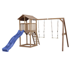 AXI Beach Tower with Double Swing Brown - Blue Slide