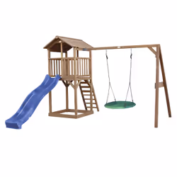 AXI Beach Tower with Summer Litter Swing Brown - Blue Slide, Salle de jeux sur pilotis, 3 an(s), Toboggan, Bleu, Marron