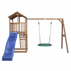 AXI Beach Tower with Summer Litter Swing Brown - Blue Slide