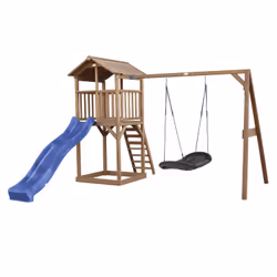AXI Beach Tower with Roxy Nest swing Brown - Blue Slide, Salle de jeux sur pilotis, 3 an(s), Toboggan, Bleu, Marron