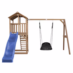 AXI Beach Tower with Roxy Nest swing Brown - Blue Slide