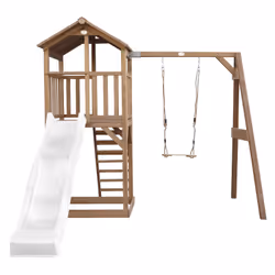 AXI Beach Tower with Single Swing Brown - Toboggan Blanc