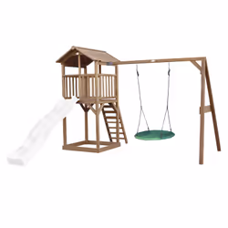 AXI Beach Tower with Summer Nest Swing Brown - Toboggan Blanc, Salle de jeux sur pilotis, 3 an(s), Toboggan, Marron, Blanc