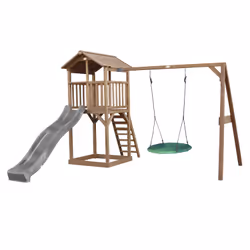 AXI Beach Tower with Summer Nest Swing Brown - Toboggan Gris, Salle de jeux sur pilotis, 3 an(s), Toboggan, Marron, Gris