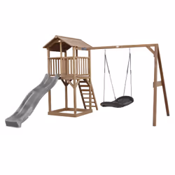 AXI Beach Tower with Roxy Nest Swing Brown - Toboggan Gris, Salle de jeux sur pilotis, 3 an(s), Toboggan, Marron