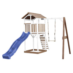 AXI Beach Tower with Single Swing Brown/White - Blue Slide