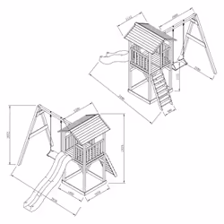 AXI Beach Tower with Single Swing Brown/White - Blue Slide - Vue supplémentaire 11