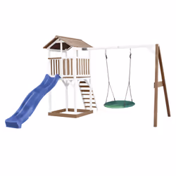 AXI Beach Tower with Summer Litter Swing Brown/White - Blue Slide, Salle de jeux sur pilotis, 3 an(s), Toboggan, Bleu, Marron ...