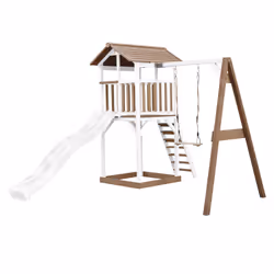 AXI Beach Tower with Single Swing Brown/White - Toboggan Blanc