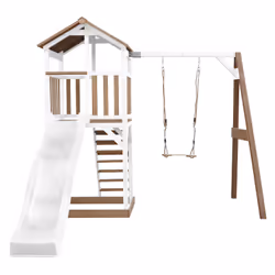 AXI Beach Tower with Single Swing Brown/White - Toboggan Blanc