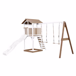 AXI Beach Tower with Double Swing Brown/White - Toboggan Blanc