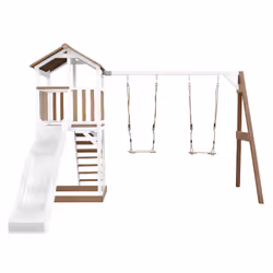 AXI Beach Tower with Double Swing Brown/White - Toboggan Blanc