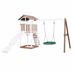 AXI Beach Tower with Summer Nest Swing Brown/White - Toboggan Blanc, Salle de jeux sur pilotis, 3 an(s), Toboggan, Marron, Bl ...