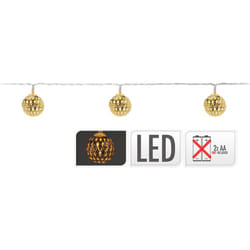 EDM - Guirlande a piles 10 leds boules couleur or 1,3m