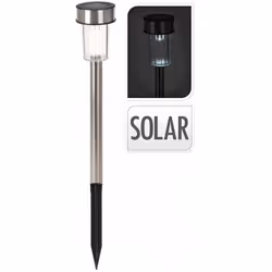 Balise Solaire 36cm Inox Mod. Cylindre. Euro/U Avec Lumière Led Couleur Blanche. Pile Du Bouton Rechargable. Avec Interrupteu ...