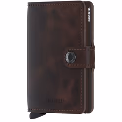 Secrid Miniwallet Vintage, Portefeuille, Chocolat, Aluminium, Cuir, Image, Fermeture par pression, 10 cartes