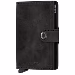 Secrid Miniwallet Vintage, Portefeuille, Noir, Aluminium, Cuir, Image, Fermeture par pression, 10 cartes