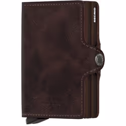 Secrid Twinwallet Vintage, Portefeuille, Chocolat, Cuir véritable, 70 mm, 25 mm, 102 mm