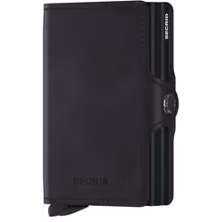 Secrid Twinwallet Vintage, Portefeuille, Noir, Aluminium, Cuir, Monochromatique, Fermeture par pression, 16 cartes