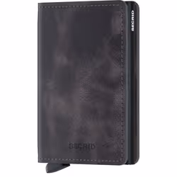 Secrid Slimwallet Vintage, Portefeuille, Noir, Aluminium, Cuir, Image, Fermeture par pression, 12 cartes
