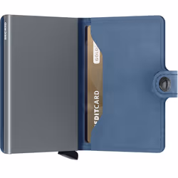 Secrid Miniwallet Portefeuille Bleu Aluminium, Cuir véritable