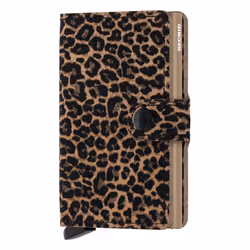 Secrid Miniwallet, Portefeuille, Beige, Noir, Cuir véritable, Motif, Leo Beige, 72 g