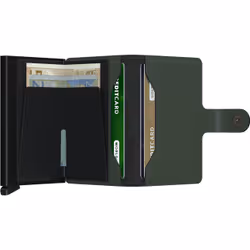 Secrid Miniwallet Matte Portefeuille Noir, Vert Aluminium, Cuir