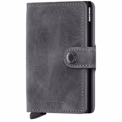 Secrid Miniwallet Vintage, Portefeuille, Noir, Gris, Aluminium, Cuir, Image, Fermeture par pression, 10 cartes