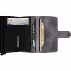 Secrid Miniwallet Vintage Portefeuille Noir, Gris Aluminium, Cuir