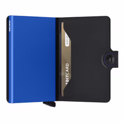 Secrid Miniwallet Portefeuille Noir, Bleu Cuir véritable