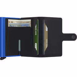 Secrid Miniwallet Portefeuille Noir, Bleu Cuir véritable
