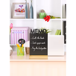 Securit Memo tableau à craie et accessoires Noir Résine, Bois