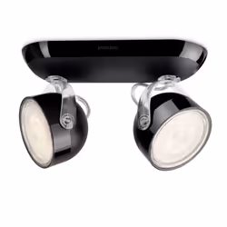 Philips myLiving Spot, Spot d'éclairage de surface, Ampoule(s) non remplaçable(s), 2 ampoule(s), LED, 2700 K, Noir