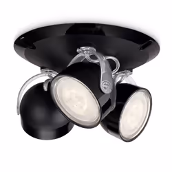 Philips myLiving Spot, Spot d'éclairage de surface, Ampoule(s) non remplaçable(s), 3 ampoule(s), LED, 2700 K, Noir