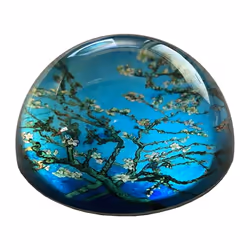 Presse papier - VAN GOGH - Amandier en fleurs - Verre - Bleu - Adulte - Mixte