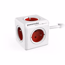 Allocacoc PowerCube Extended FR Red, 1,5 m, Intérieure, Type E, Type E, 1 mm², Rouge, Blanc