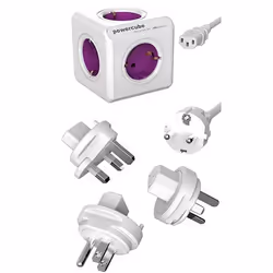 Allocacoc PowerCube ReWirable, 1 m, Type F, Violet, Blanc, 5 sortie(s) CA, 6 A, Blanc