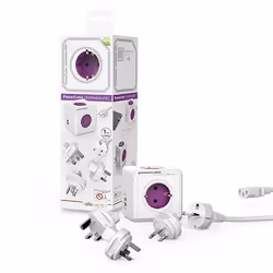 Allocacoc PowerCube ReWirable USB multiprise 1 m 4 sortie(s) CA Violet, Blanc