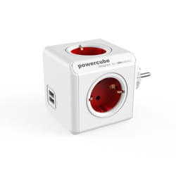 Allocacoc PowerCube Original USB multiprise 4 sortie(s) CA Intérieure Rouge, Blanc