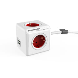 Allocacoc PowerCube Extended USB multiprise 1,5 m 4 sortie(s) CA Intérieure Rouge, Blanc