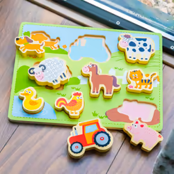 New Classic Toys Chunky Farm Puzzle à formes Ferme